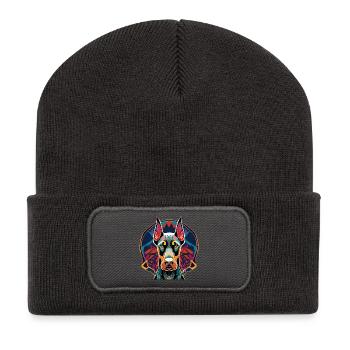 Doberman - Beanie recyclé à patch - charbon - Devant