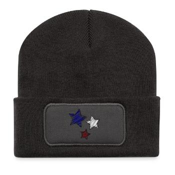 STERN. STERNE. STERN. FEST. JAHRESTAG. WEIHNACHTEN - Recycelte Patch Beanie - Dunkelgrau - Vorne