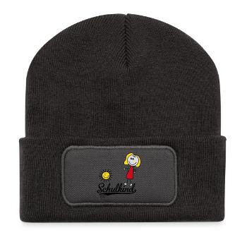 Schulkind 2023 - Recycelte Patch Beanie - Dunkelgrau - Vorne