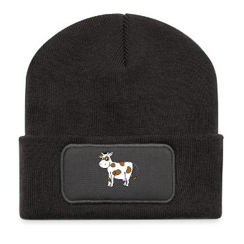 Vache - Beanie recyclé à patch - charbon - Devant