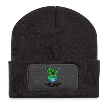 Erde Statement Planet Baum Naturschutz Natur - Recycelte Patch Beanie - Dunkelgrau - Vorne