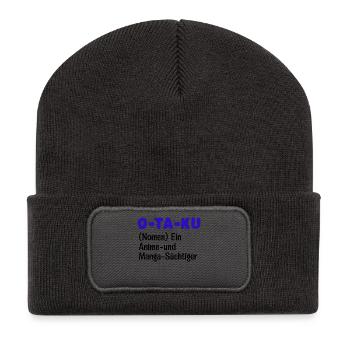Anime Manga Statement Comic Otaku Zeichentrick - Recycelte Patch Beanie - Dunkelgrau - Vorne