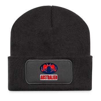 AUSTRALIEN KÄNGURU PAARE - Recycelte Patch Beanie - Dunkelgrau - Vorne