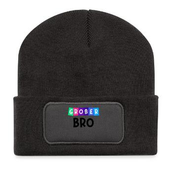 Großer Bruder Bro Statement Bruderherz Geschwister - Recycelte Patch Beanie - Dunkelgrau - Vorne