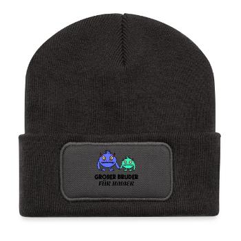 Großer Bruder Geschwisterliebe Statement Bro - Recycelte Patch Beanie - Dunkelgrau - Vorne