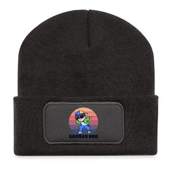 Stolzer Großer Bruder Statement Bro Bruderherz - Recycelte Patch Beanie - Dunkelgrau - Vorne