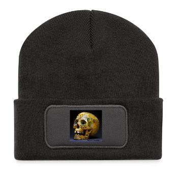 Der Tod ist schön 01 - Recycelte Patch Beanie - Dunkelgrau - Vorne