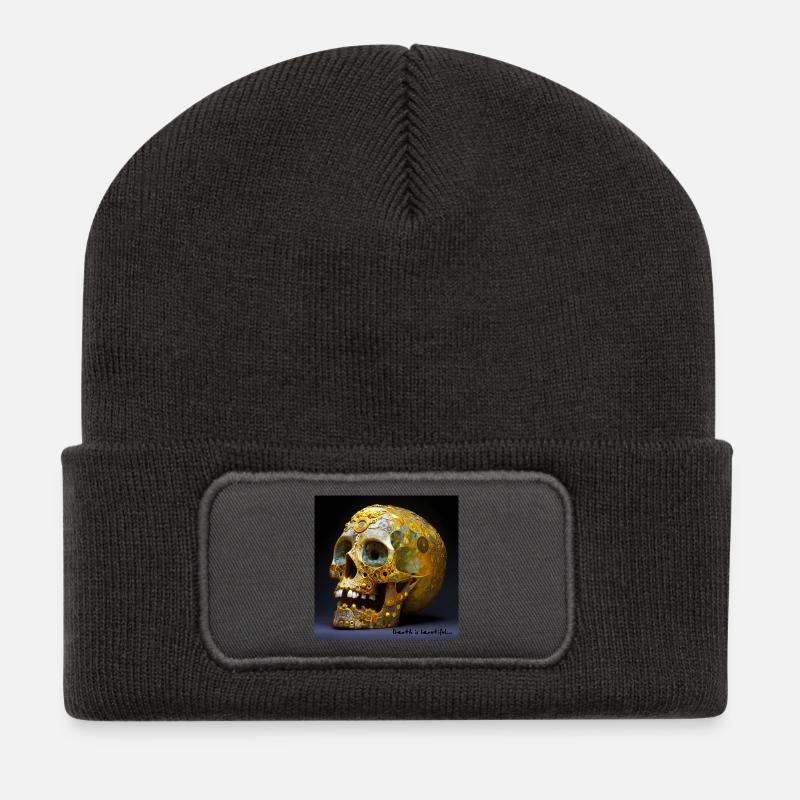 Death is beautiful 01 - Beanie recyclé à patch - charbon