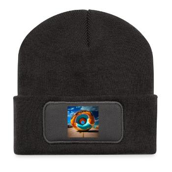 Mega Donut 01 - Recycelte Patch Beanie - Dunkelgrau - Vorne