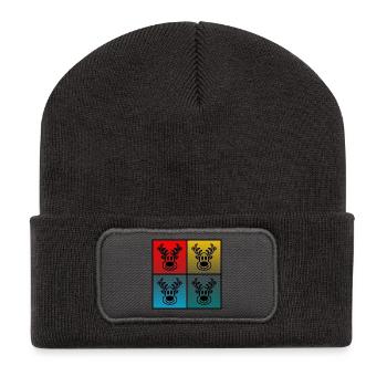 CHRISTMAS. MERRY CHRISTMAS. MERRY CHRISTMAS. NEW YEAR’S DAY - Recycled Patch Beanie - dark grey - Front