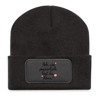 POSSIERLICH - KOMPLIMENTE VERTEILEN SPRÜCHE - Recycelte Patch Beanie - Dunkelgrau - Vorne