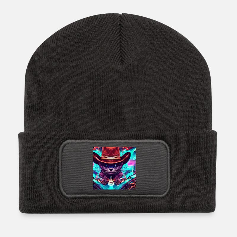 SpaceCat - Recycelte Patch Beanie - Dunkelgrau
