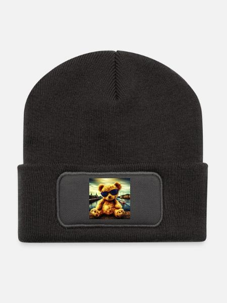 Teddy in Hamburg - Recycelte Patch Beanie - Dunkelgrau
