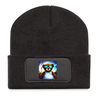 Teddy in Berlin I - Recycelte Patch Beanie - Dunkelgrau - Vorne
