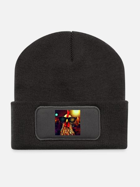 Fancy Chicken I - Recycelte Patch Beanie - Dunkelgrau