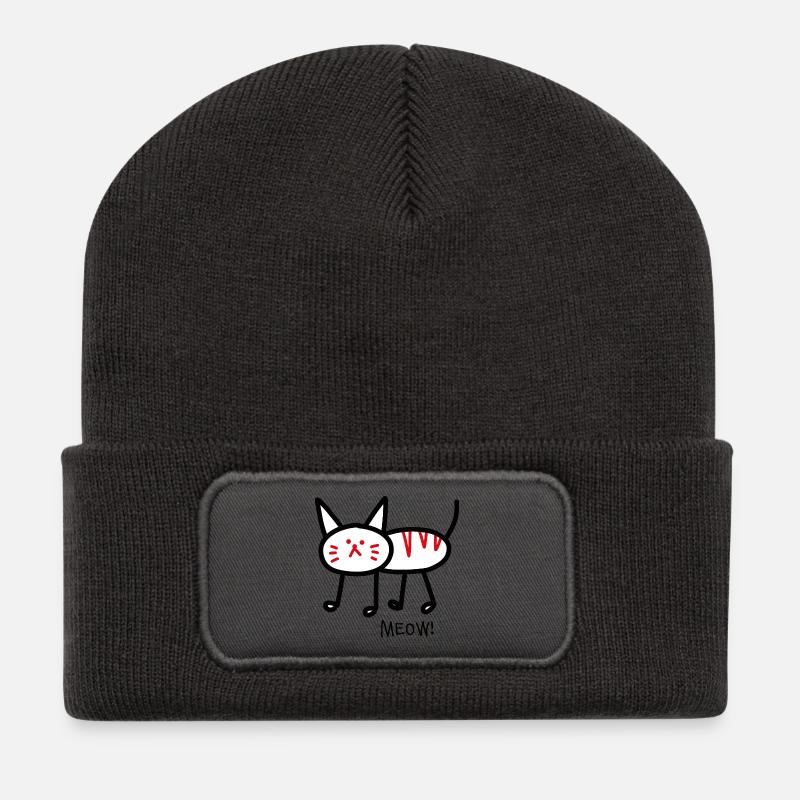Meow! white - Recycled Patch Beanie - dark grey