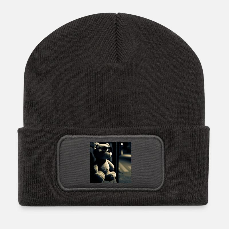 Wating Noir Teddy - Recycelte Patch Beanie - Dunkelgrau