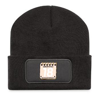 18. Geburtstag - GÄSTELISTE GÄSTEEINTRAG - Recycelte Patch Beanie - Dunkelgrau - Vorne