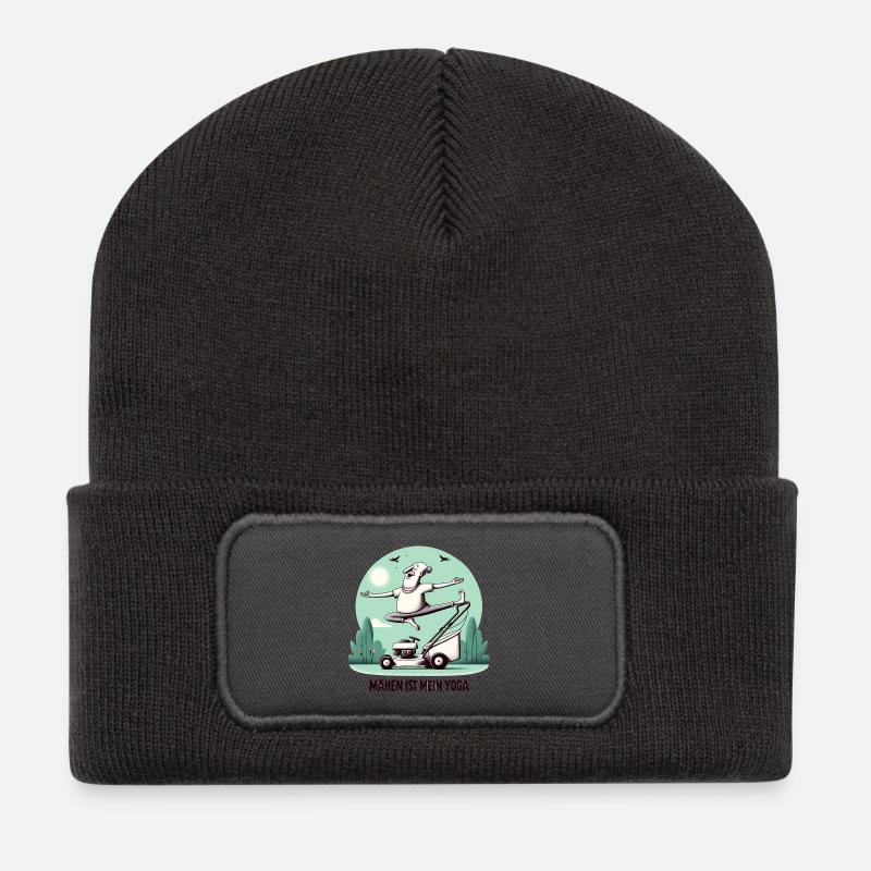 Mowing is my yoga - Recycled Patch Beanie - dark grey