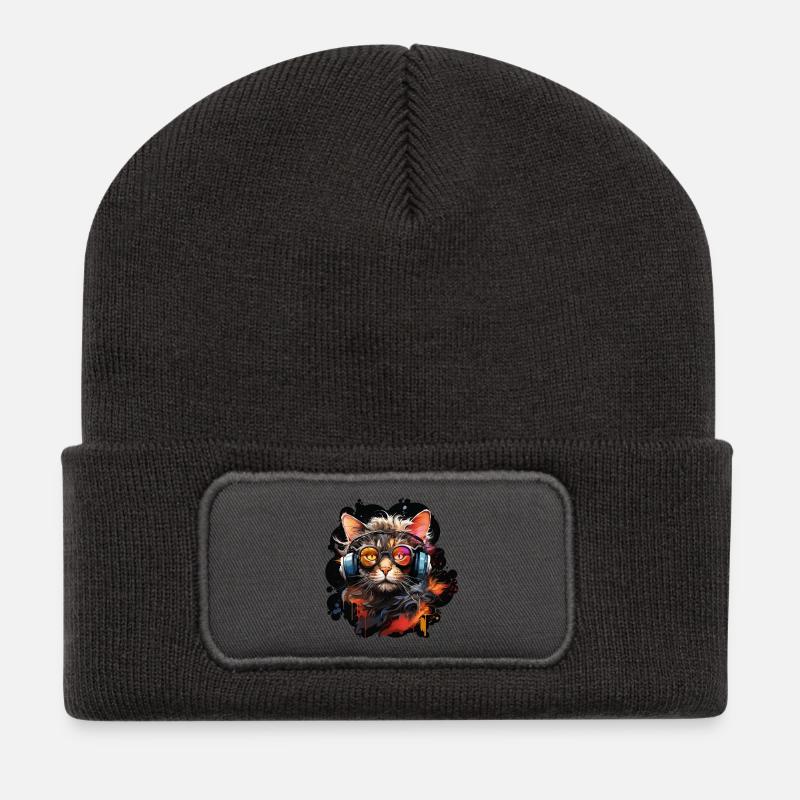The Gamer Cat - Recycelte Patch Beanie - Dunkelgrau