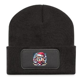 Igel-Weihnachten - Recycelte Patch Beanie - Dunkelgrau - Vorne