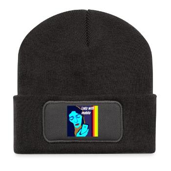 Madonna with mobile phone - Recycled Patch Beanie - dark grey - Front