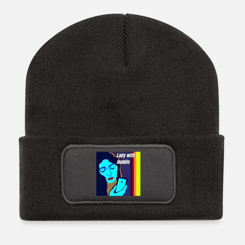 Madonna with mobile phone - Recycled Patch Beanie - dark grey