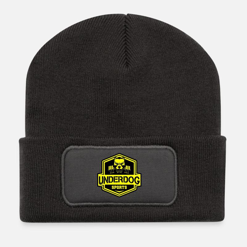 Pitbull Sports – Muskelpower & Training Motivation - Recycelte Patch Beanie - Dunkelgrau