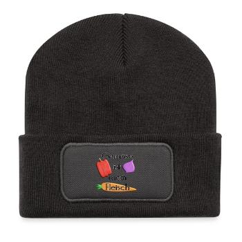 Gemüse - Gemüse ist mein Fleisch -schwarze Schrift - Recycelte Patch Beanie - Dunkelgrau - Vorne