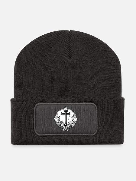 Anker Design für Seeleute auf Seefahrt - Recycelte Patch Beanie - Dunkelgrau