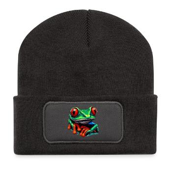 Red-eyed tree frog - Recycled Patch Beanie - dark grey - Front