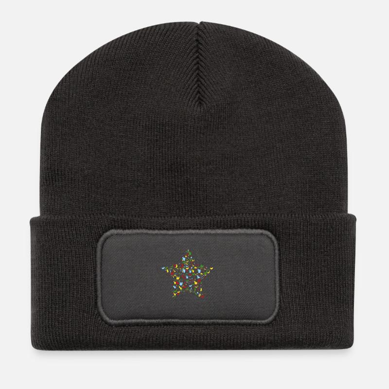 Sternfleckchen - Recycelte Patch Beanie - Dunkelgrau