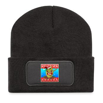 WEIHNACHTEN DARTSPIELEN - DARTS - Recycelte Patch Beanie - Dunkelgrau - Vorne