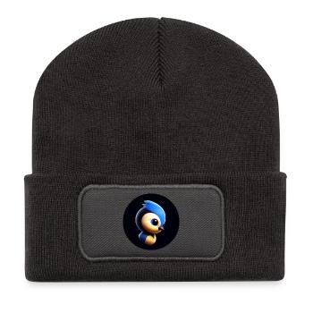 Comic Meise im Animationsstil - Recycelte Patch Beanie - Dunkelgrau - Vorne
