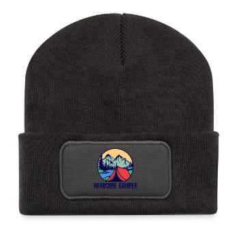 Zelten Statement Camping Camper Berge Natur - Recycelte Patch Beanie - Dunkelgrau - Vorne