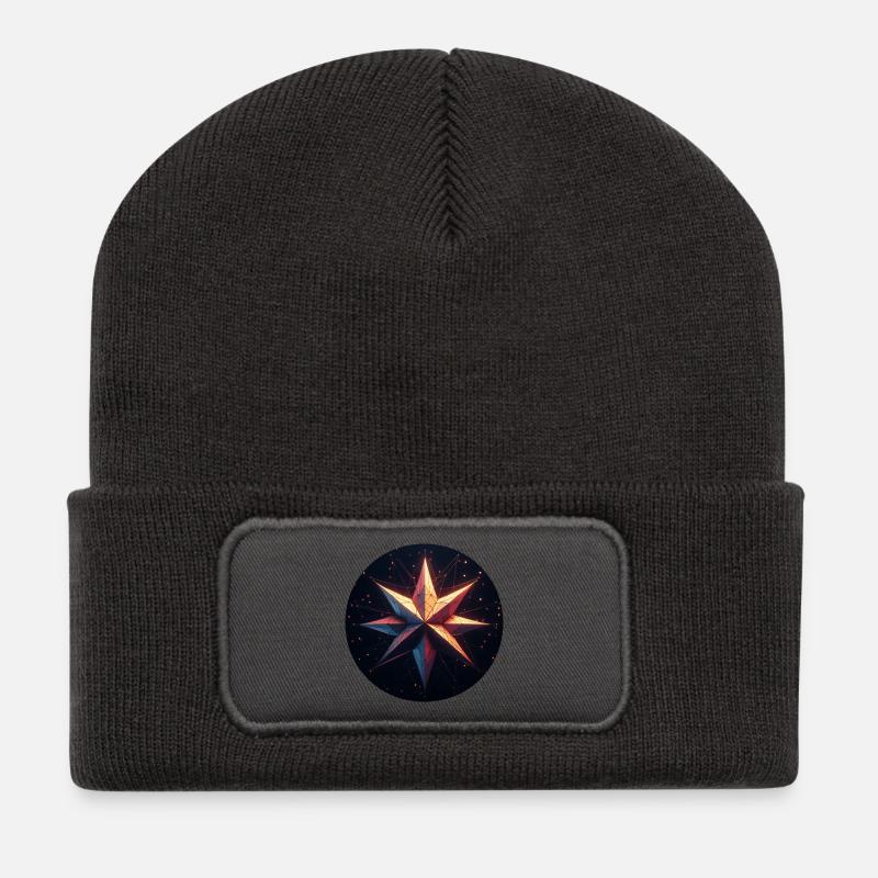 Bunter Stern Galaxy - Recycelte Patch Beanie - Dunkelgrau