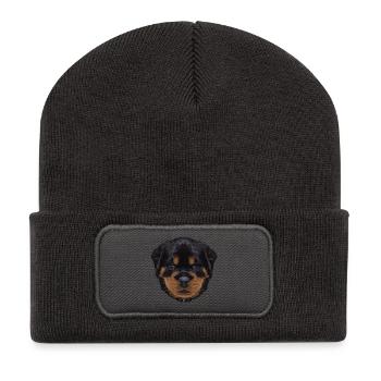 süße outfits, Rottweiler Welpe - Recycelte Patch Beanie - Dunkelgrau - Vorne