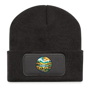 Gravel Bike Adventure Illustration - Recycled Patch Beanie - dark grey - Front