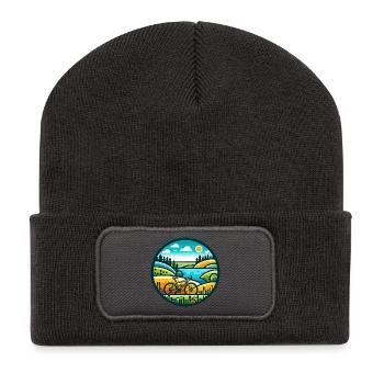Aventure à vélo en pleine nature - Gravel Bike - Beanie recyclé à patch - charbon - Devant