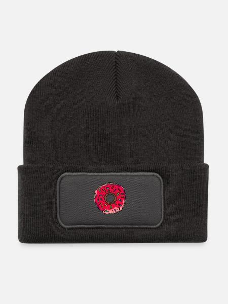 Donut Neon Sprinkles Kunst - Recycelte Patch Beanie - Dunkelgrau