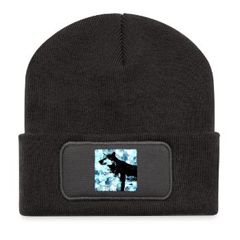 Silhouette de loup Aquarelles - Beanie recyclé à patch - charbon - Devant