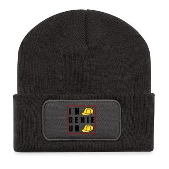 Karriere Spruch Job Ingenieur Arbeit Beruf Erfolg - Recycelte Patch Beanie - Dunkelgrau - Vorne