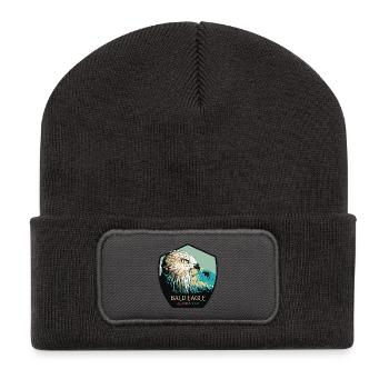 Alaskan Bald Eagle Portrait - Recycled Patch Beanie - dark grey - Front