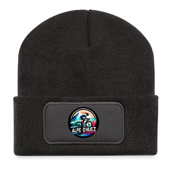 Alpe D'Huez, legendärer Aufstieg für Enthusiasten - Recycelte Patch Beanie - Dunkelgrau - Vorne