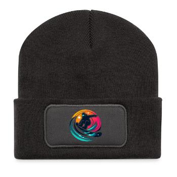 Grafische Leidenschaft eines Snowboarders - Recycelte Patch Beanie - Dunkelgrau - Vorne