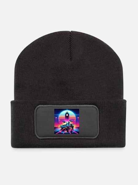 Retour vers le futur retro futuriste années 80 - Beanie recyclé à patch - charbon