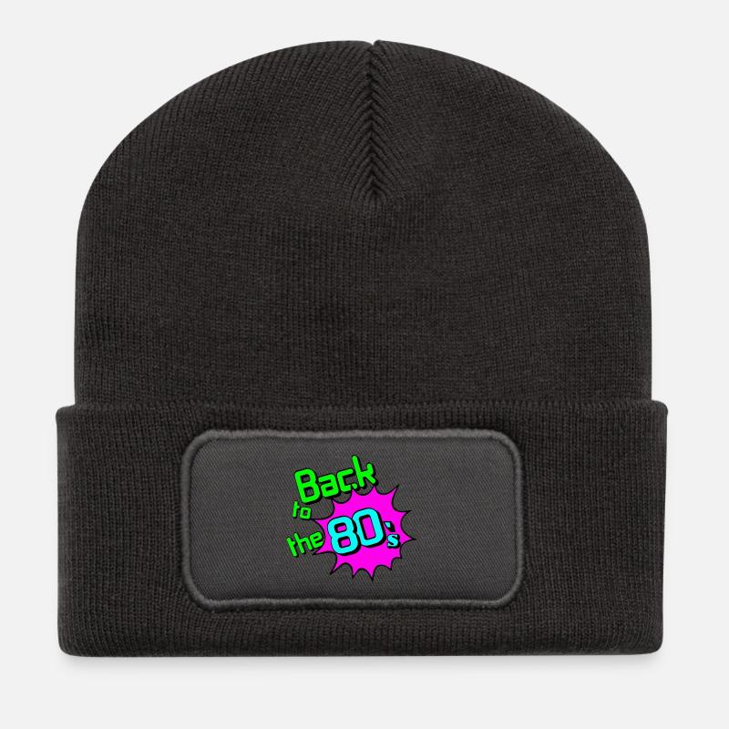 80er Party Retro Fun Shirt , back to the 80s (25 - Recycelte Patch Beanie - Dunkelgrau