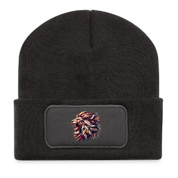 Lion Roars Geometric Gift - Recycled Patch Beanie - dark grey - Front