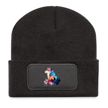 Wolf - Recycelte Patch Beanie - Dunkelgrau - Vorne