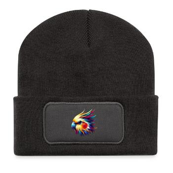 Cockatiel (16) - Recycled Patch Beanie - dark grey - Front
